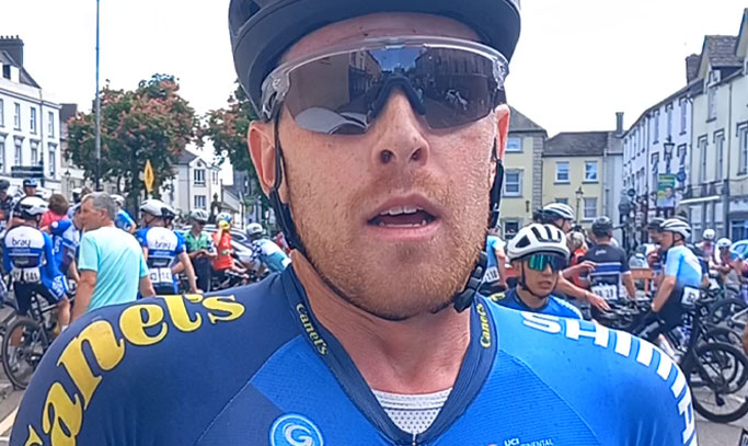 Cormac McGeough after his Stage 3 Rás Tailteann 2024 win.